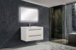 30" White Wall Mount Bathroom Vanity with White Polymarble Countertop Sofia - Image 6
