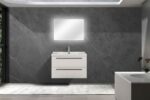 30" White Wall Mount Bathroom Vanity with White Polymarble Countertop Sofia