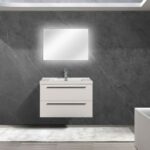 30" White Wall Mount Bathroom Vanity with White Polymarble Countertop Sofia