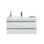42" White Wall Mount Bathroom Vanity with White Polymarble Countertop Sofia - Image 2