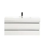 48" White Wall Mount Single Sink Bathroom Vanity with White Polymarble Countertop Sofia - Image 2