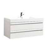 48" White Wall Mount Single Sink Bathroom Vanity with White Polymarble Countertop Sofia - Image 3