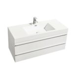 48" White Wall Mount Single Sink Bathroom Vanity with White Polymarble Countertop Sofia - Image 4
