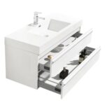 48" White Wall Mount Single Sink Bathroom Vanity with White Polymarble Countertop Sofia - Image 5