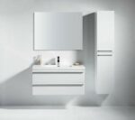 42" White Wall Mount Bathroom Vanity with White Polymarble Countertop Sofia