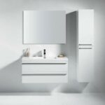 42" White Wall Mount Bathroom Vanity with White Polymarble Countertop Sofia