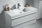 42" White Wall Mount Bathroom Vanity with White Polymarble Countertop Sofia - Image 3