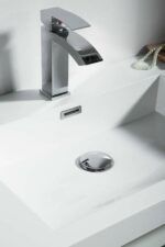 42" White Wall Mount Bathroom Vanity with White Polymarble Countertop Sofia - Image 4