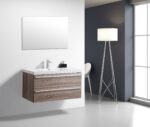 42" Soft Oak Wall Mount Bathroom Vanity with White Polymarble Countertop Sofia - Image 8