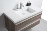 42" Soft Oak Wall Mount Bathroom Vanity with White Polymarble Countertop Sofia - Image 3