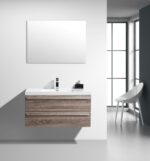 42" Soft Oak Wall Mount Bathroom Vanity with White Polymarble Countertop Sofia - Image 7