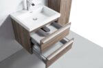 24" Soft Oak Wall Mount Bathroom Vanity with White Polymarble Countertop Sofia – Image 4