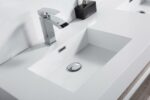60" Soft Oak Wall Mount Double Sink Bathroom Vanity with White Polymarble Countertop Sofia – Image 4