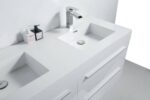 60" White Wall Mount Bathroom Vanity with White Polymarble Countertop Sofia - Image 4