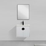 24" White Wall Mount Single Sink Bathroom Vanity with White Ceramic Countertop Sudbury