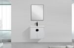 24" White Wall Mount Single Sink Bathroom Vanity with White Ceramic Countertop Sudbury