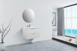 30" Glossy White Wall Mount Bathroom Vanity with White Polymarble Countertop – Image 5