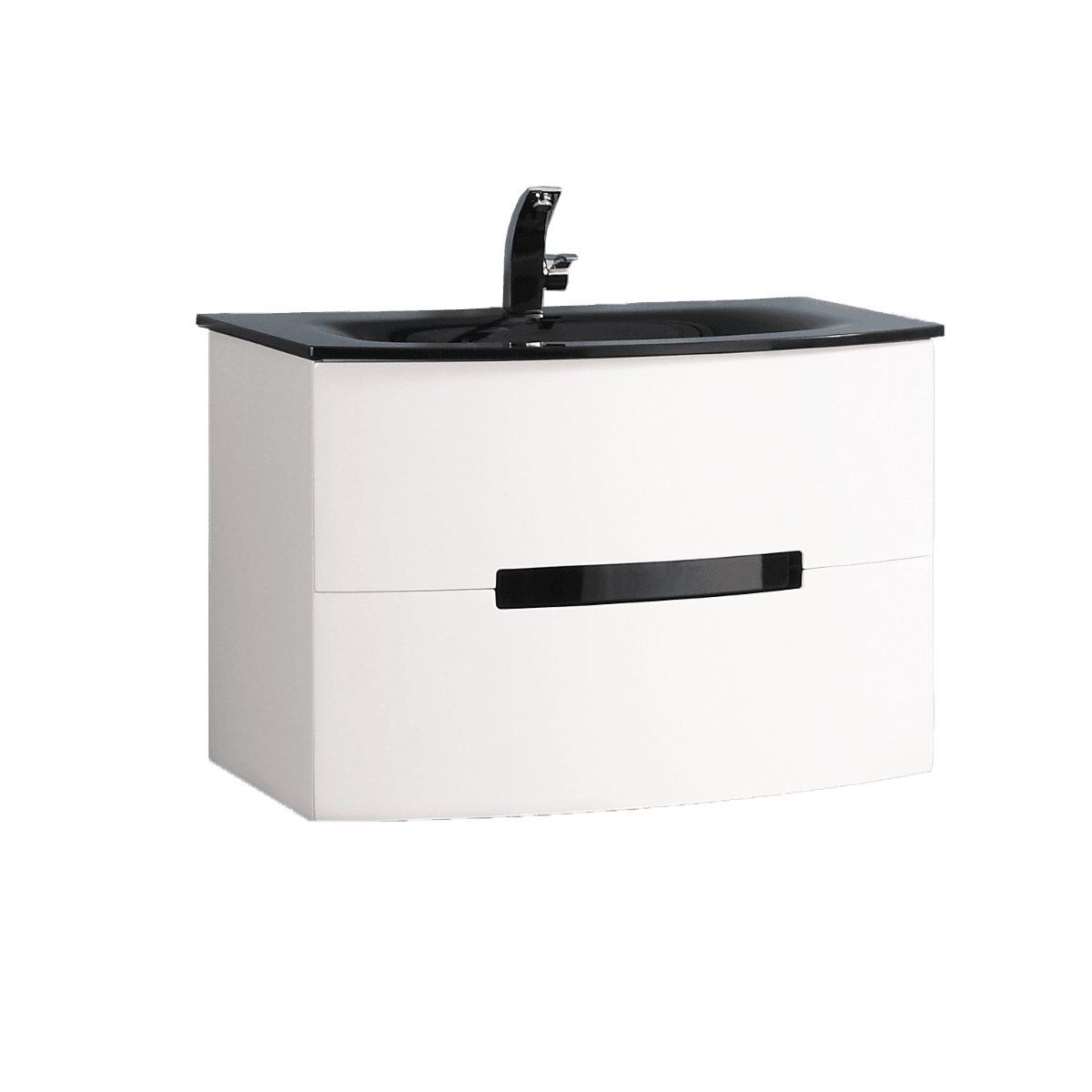 30" White Wall Mount Bathroom Vanity with Black Glass Countertop Tula - Image 3