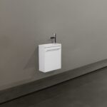 16" White Wall Mount Bathroom Vanity with White Polymarble Countertop Wallie