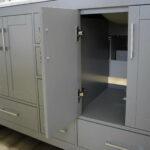 60" Light Grey Freestanding Double Sink Bathroom Vanity with Calcutta Quartz Countertop - Image 6