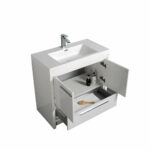 36" Glossy White Freestanding Bathroom Vanity with White Polymarble Countertop - Image 4