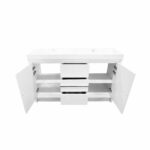 60" Glossy White Freestanding Double Sink Bathroom Vanity with White Polymarble Countertop - Image 4