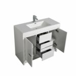 42" Glossy White Freestanding Bathroom Vanity with White Polymarble Countertop - Image 4