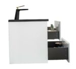 30" White Wall Mount Bathroom Vanity with Black Engineered Quartz Countertop - Image 5