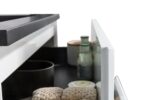 30" White Wall Mount Bathroom Vanity with Black Engineered Quartz Countertop - Image 6