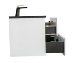 40" White Wall Mount Bathroom Vanity with Black Engineered Quartz Countertop - Image 6