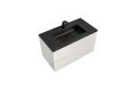 36" White Wall Mount Bathroom Vanity with Black Engineered Quartz Countertop - Image 3