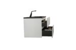 36" White Wall Mount Bathroom Vanity with Black Engineered Quartz Countertop - Image 5