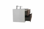 60" Walnut Wall Mount Double Sink Bathroom Vanity with White Polymarble Countertop Fleur - Image 5