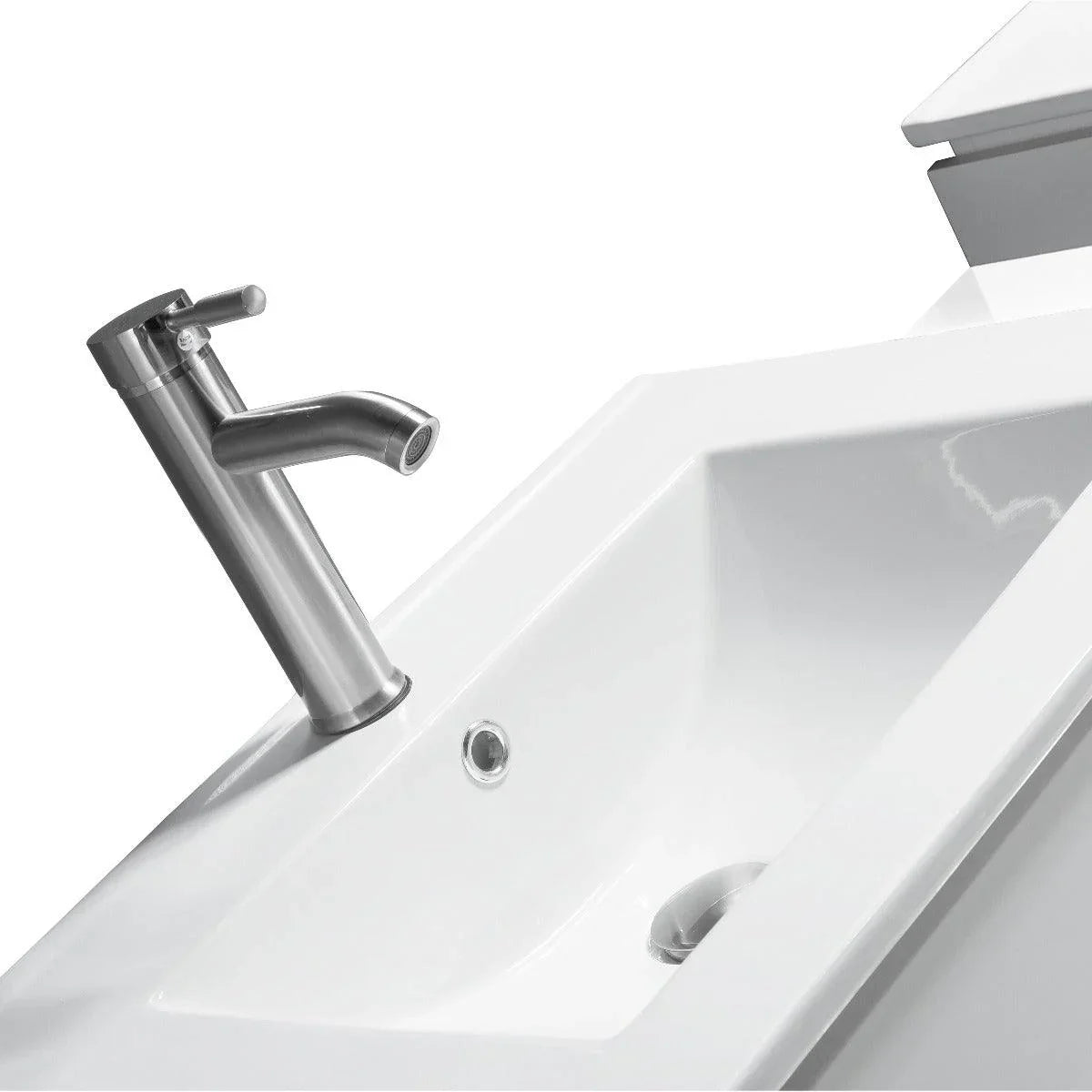 60" White Wall Mount Double Sink Bathroom Vanity with White Ceramic Countertop Jacob - Image 5