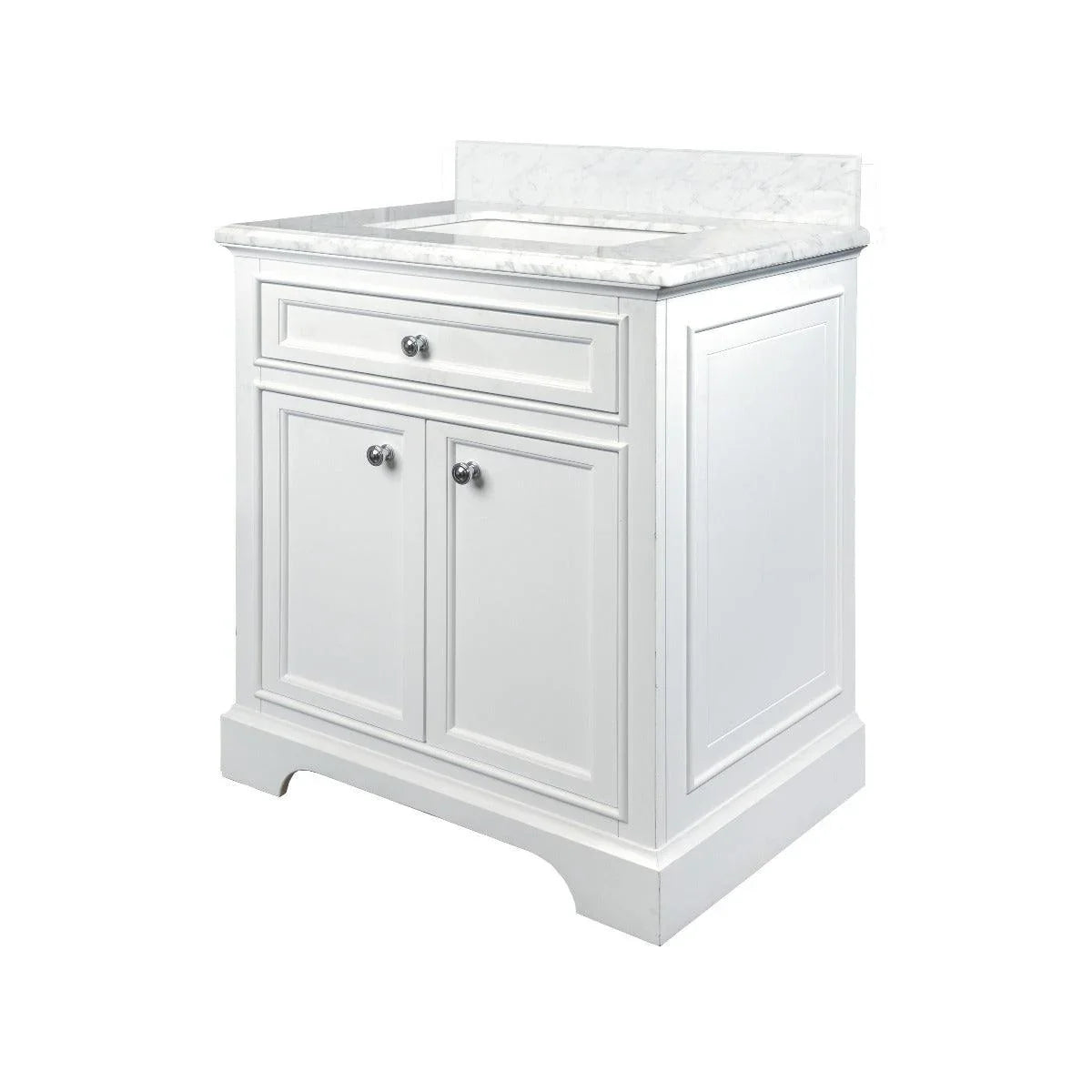 30" White Freestanding Bathroom Vanity with Carrera Marble Countertop Milan - Image 4