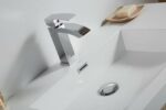 36" Soft Oak Wall Mount Bathroom Vanity with White Polymarble Countertop Sofia - Image 4