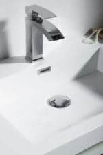 36" White Wall Mount Bathroom Vanity with White Polymarble Countertop Sofia - Image 4