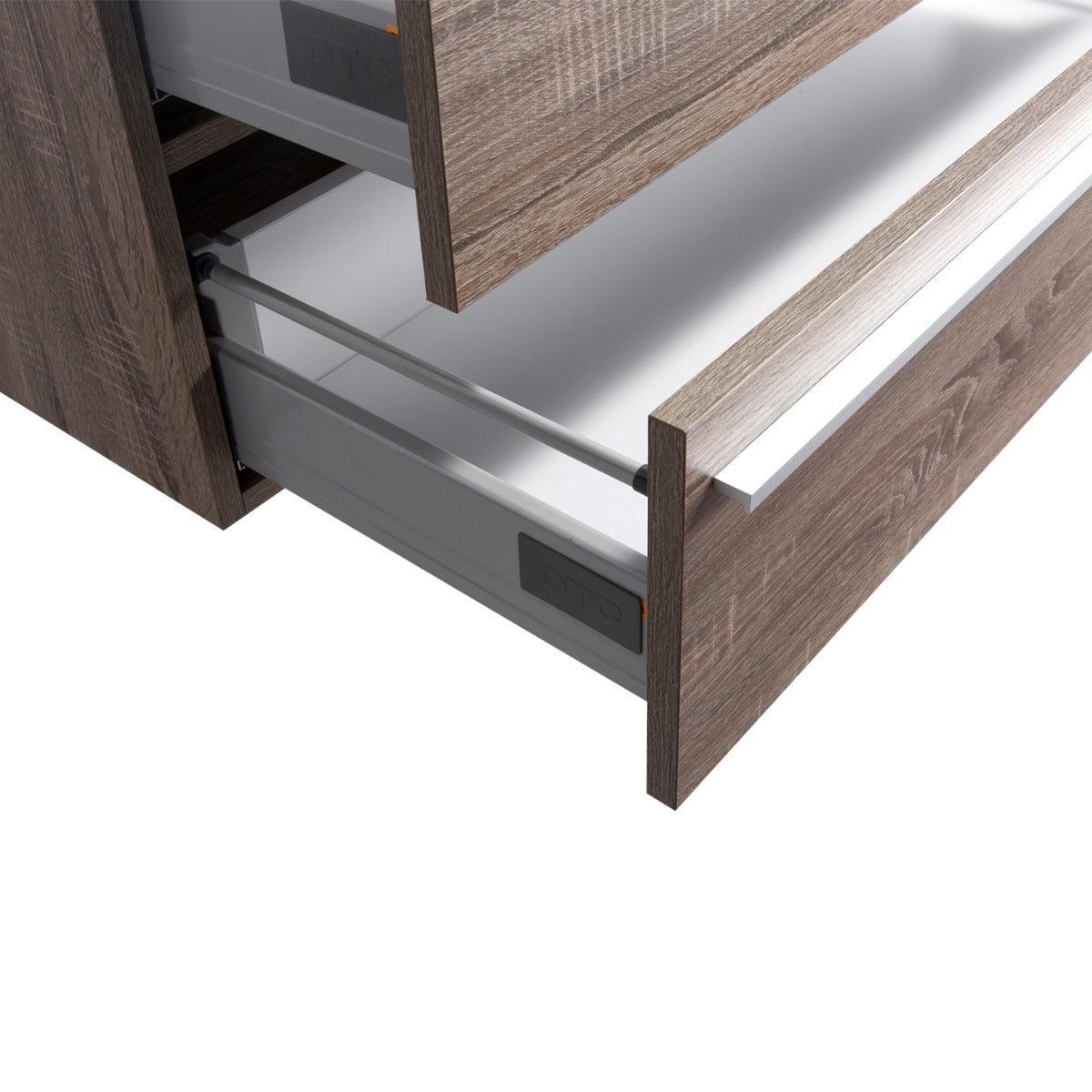 36" Soft Oak Wall Mount Bathroom Vanity with White Polymarble Countertop Sofia – Image 6