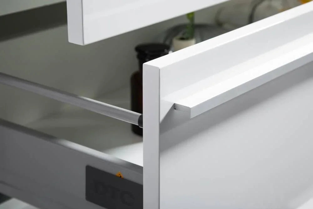 36" White Wall Mount Bathroom Vanity with White Polymarble Countertop Sofia - Image 6