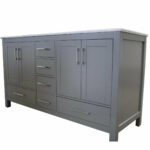 60" Light Grey Freestanding Double Sink Bathroom Vanity with Calcutta Quartz Countertop – Image 4