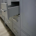 60" Light Grey Freestanding Double Sink Bathroom Vanity with Calcutta Quartz Countertop – Image 5