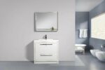 36" Glossy White Freestanding Bathroom Vanity with White Polymarble Countertop