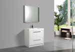 36" Glossy White Freestanding Bathroom Vanity with White Polymarble Countertop - Image 5
