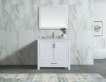 36" White Freestanding Bathroom Vanity with Carrera Marble Countertop
