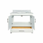 36" White Freestanding Bathroom Vanity with Carrera Marble Countertop - Image 5
