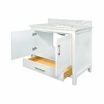 36" White Freestanding Bathroom Vanity with Carrera Marble Countertop - Image 6