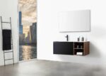 48" Walnut Wall Mount Single Sink Bathroom Vanity with White Solid surface Countertop - Image 8