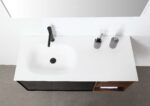 48" Walnut Wall Mount Single Sink Bathroom Vanity with White Solid surface Countertop - Image 4
