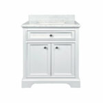 30" White Freestanding Bathroom Vanity with Carrera Marble Countertop Milan - Image 2