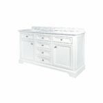 60" White Freestanding Double Sink Bathroom Vanity with Carrera Marble Countertop Milan – Image 5